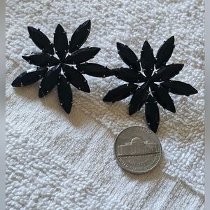 Black Floral Statement Earrings